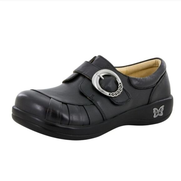 Alegria Khloe Black Leather Velcro Buckle Clogs 40 - Picture 10 of 10